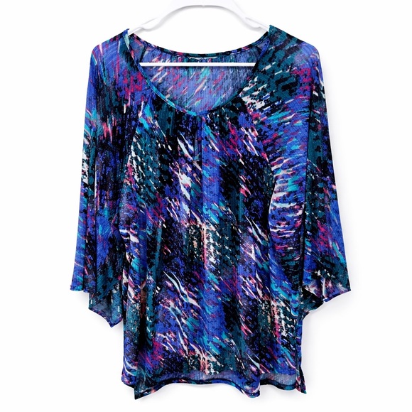 Dana Buchman Tops - Dana Buchman XL (tags cut out) blouse Blue and Pink Abstract Women's Blouse